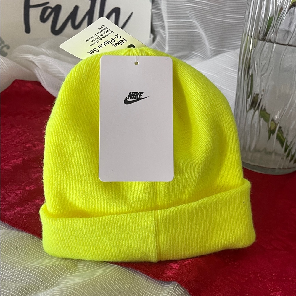 Nike Kids Bright Yellow Beanie and Mittens Set - Picture 2 of 2